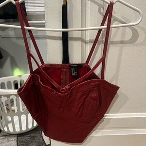 Red Strappy Bustier Top